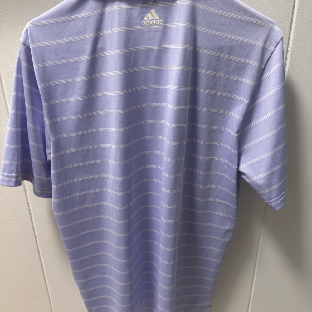 Adidas Men’s Lavender Striped Golf Polo - Picture 2 of 3